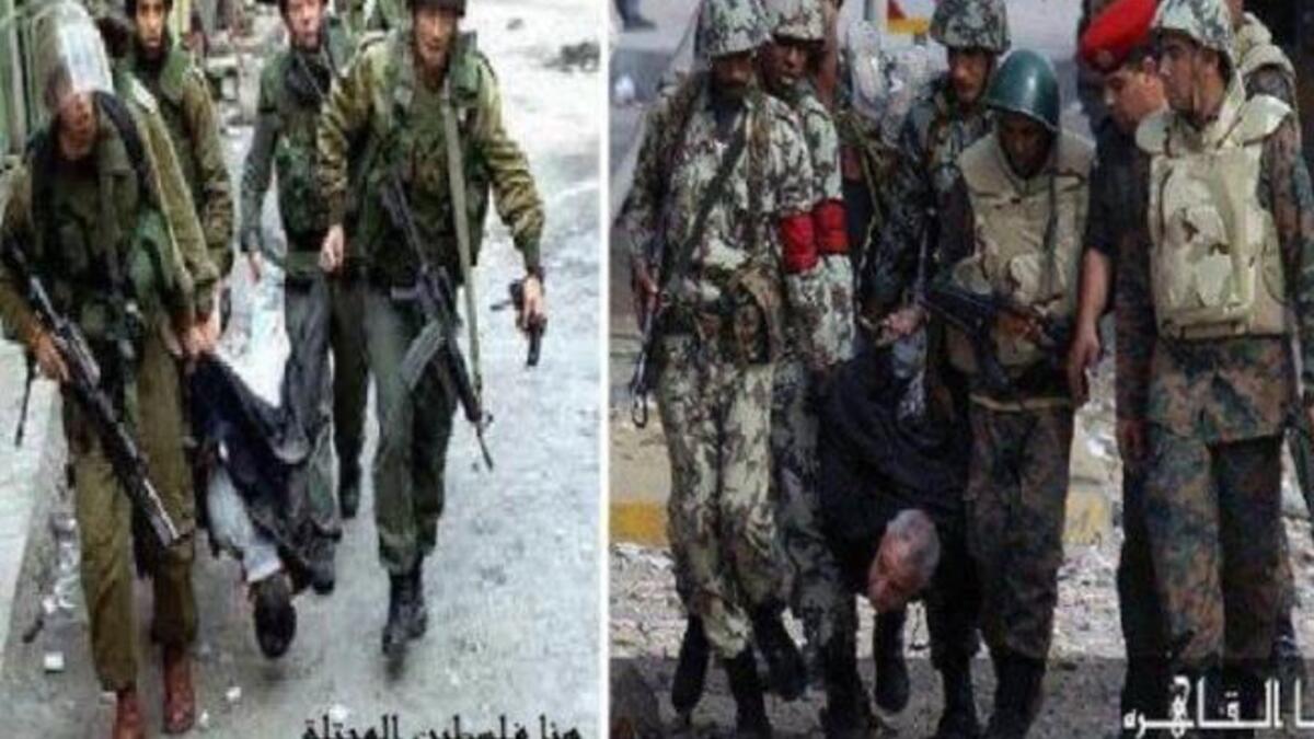 Occupy Palestine=Occupy Cairo; SCAF=IDF: The brutal handling of people by the police on square duty corresponds to Israel's
Defence Forces rough-handling of Palestinians. The US urges all to end deplorable violence & the Egyptian government to exercise maximum restraint to protect the rights of all Egyptians to peacefully express themselves.