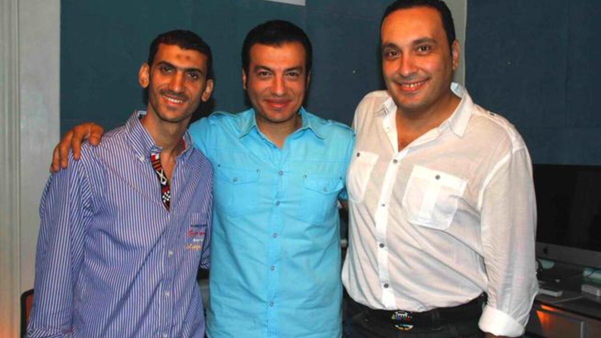 Singer Ehab Tawfik, Producer Wael Gharyani and Composer Ashraf Salem celebrate their new album of religious chants.
