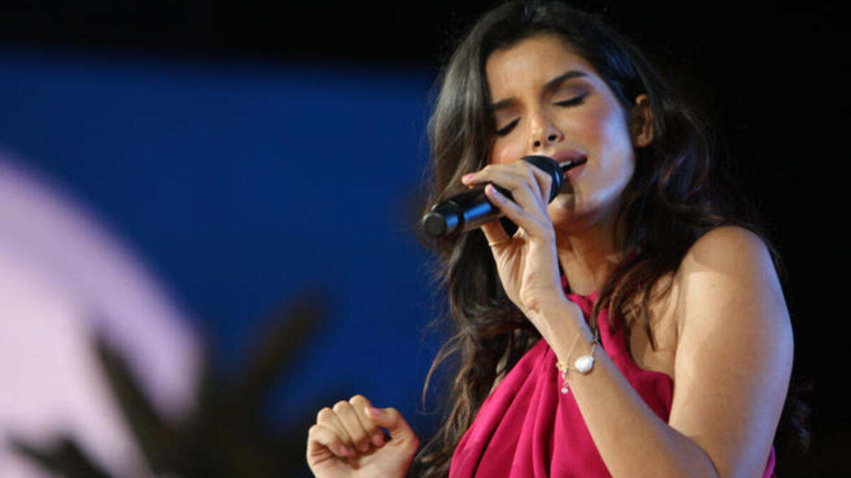 Moroccan artist 'Sofia Mareikh' sings at the annual ceremony for the nonprofit organization "May Chidiac Foundation'' 
at 'Skybar', Beirut.  Lebanon's top snazzy rooftop club makes an Interesting choice of venue for an NGO....