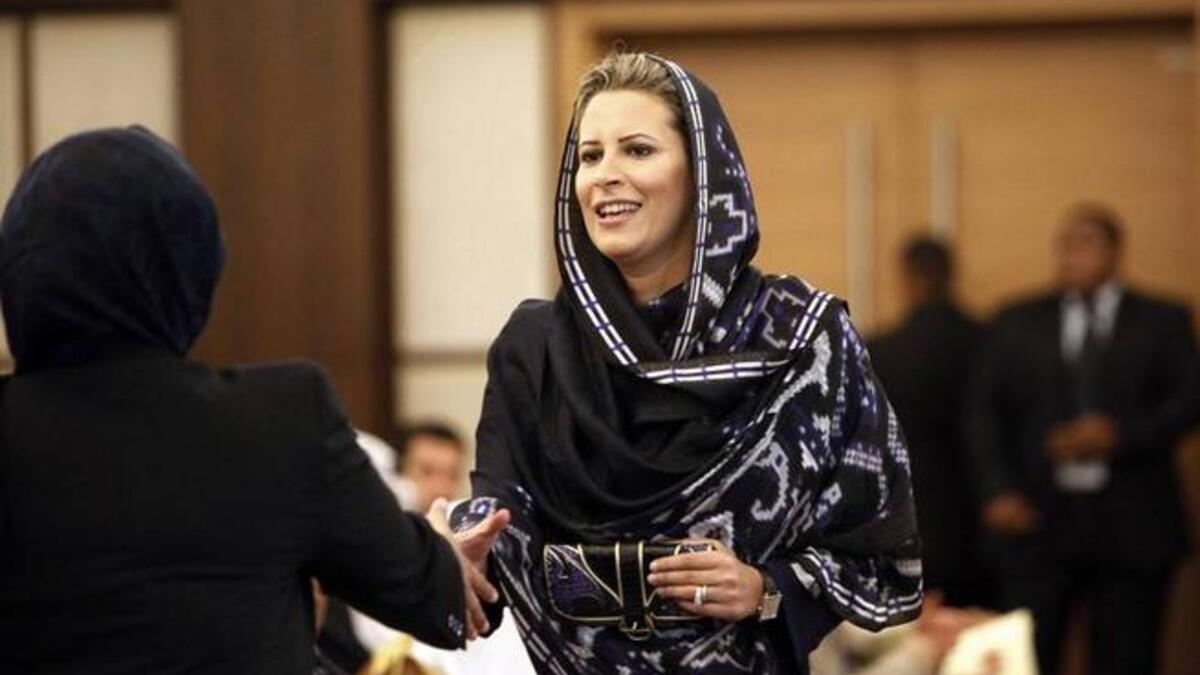 Ayesha al-Gaddafi- Age 34, married to father's cousin. Only daughter she is a lawyer, who joined the defence team of executed former leader, Saddam Hussein.  A book on her life is called Princess of Peace. She is known as the Claudia Schiffer of Libya.