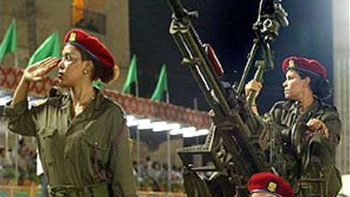 He thinks it’s good for them: Gaddafi believes it is empowering for women to be his bodyguards. He says, “Women should be trained for combat, so that they do not become easy prey for their enemies.” Presumably men?