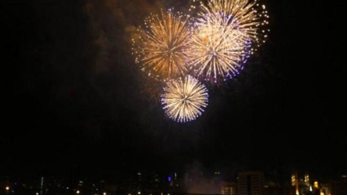 Fireworks burst in the sky during New Year celebrations, in Beirut.