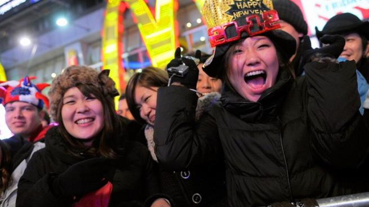 Thousands of revelers gather in New York's Times Square to celebrate the ball drop at the annual New Years Eve celebration in New York City.