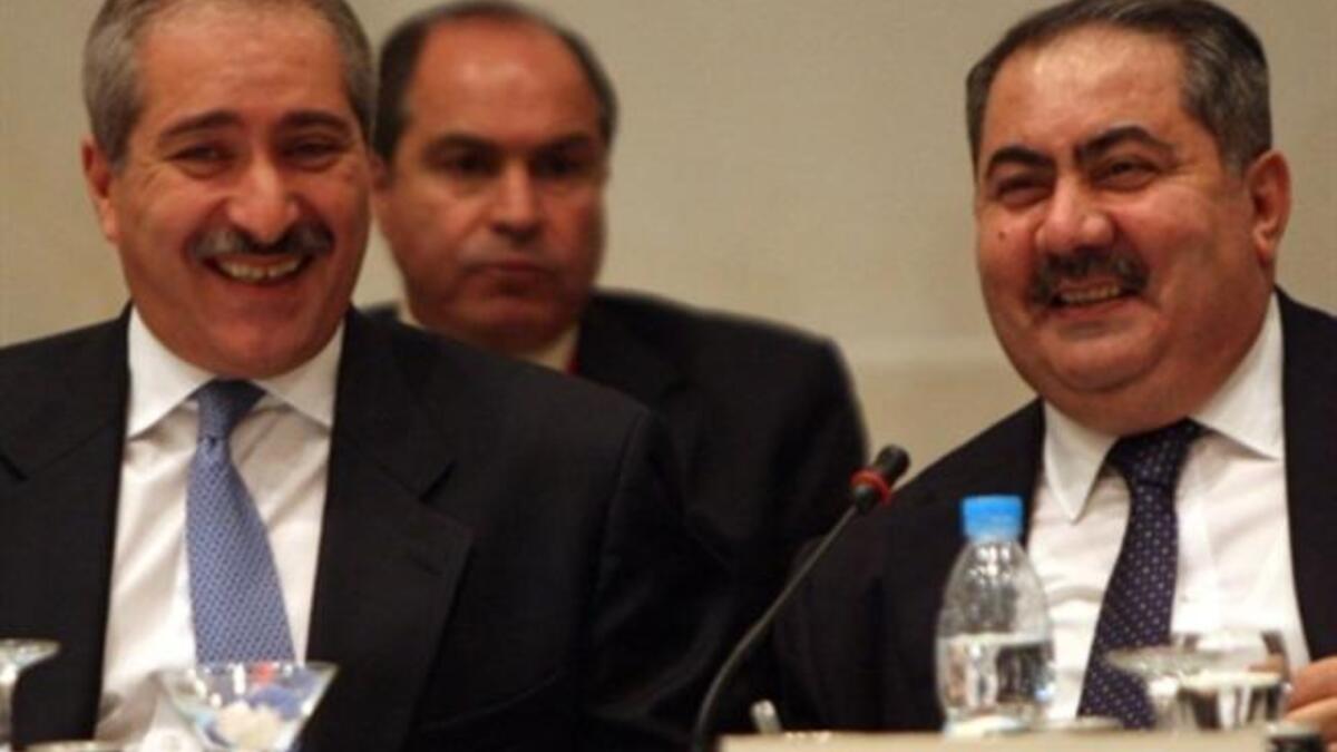 Foreign Ministers from Jordan Nasser Judeh (L) and Iraq Hoshyar Zebari.
