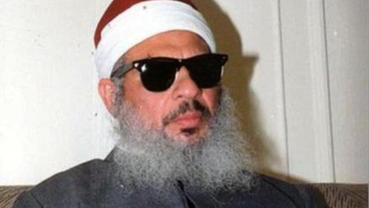 الشيخ عمر عبد الرحمن؛ زعيم الجماعة الإسلامية في مصر والتي كان أيمن الظواهري -زعيم تنظيم القاعدة الحالي - واحدا من أفرادها.