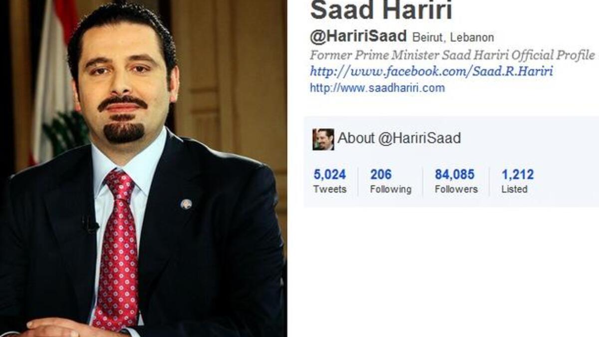 @HaririSaad: Former Lebanon PM 'til 2011 uses the platform to chit-chat with fans -- using his 140 on daily greetings, or lending solidarity, as for the fallen building last week. He reminds us he is as prone to gaffes in Twitter-space as in leadership. He made a faux pas when he unwittingly bade IDF man of enemy Israel a reply good morn. Tweet.