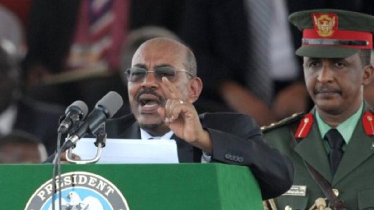 The President of Sudan, Omar al Bashir, addresses a crowd of thousands during the ceremony in the capital Juba, to celebrate South Sudan's independence from Sudan.