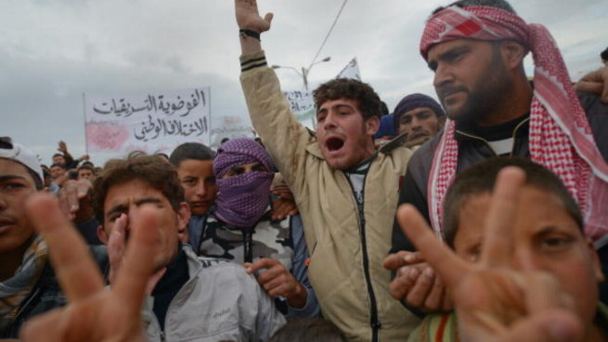 Protests at a refugee camp