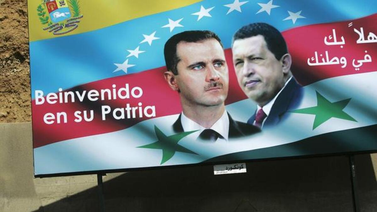 يمثل الرئيس الفنزويلي هوغو شافيز الحلف بين سوريا وأمريكا اللاتينية. كرر شافيز دعوته لاحترام استقلال وسيادة جميع الدول رافضا التعدي على أراضيها. كان شافيز قد أعلن دعمه للإصلاحات السورية في لقاء مع أحمدي نجاد رئيس إيران واصفا الأسد "بالصديق".