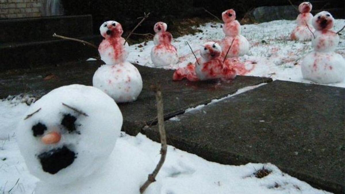syria snowmen crisis war conflict