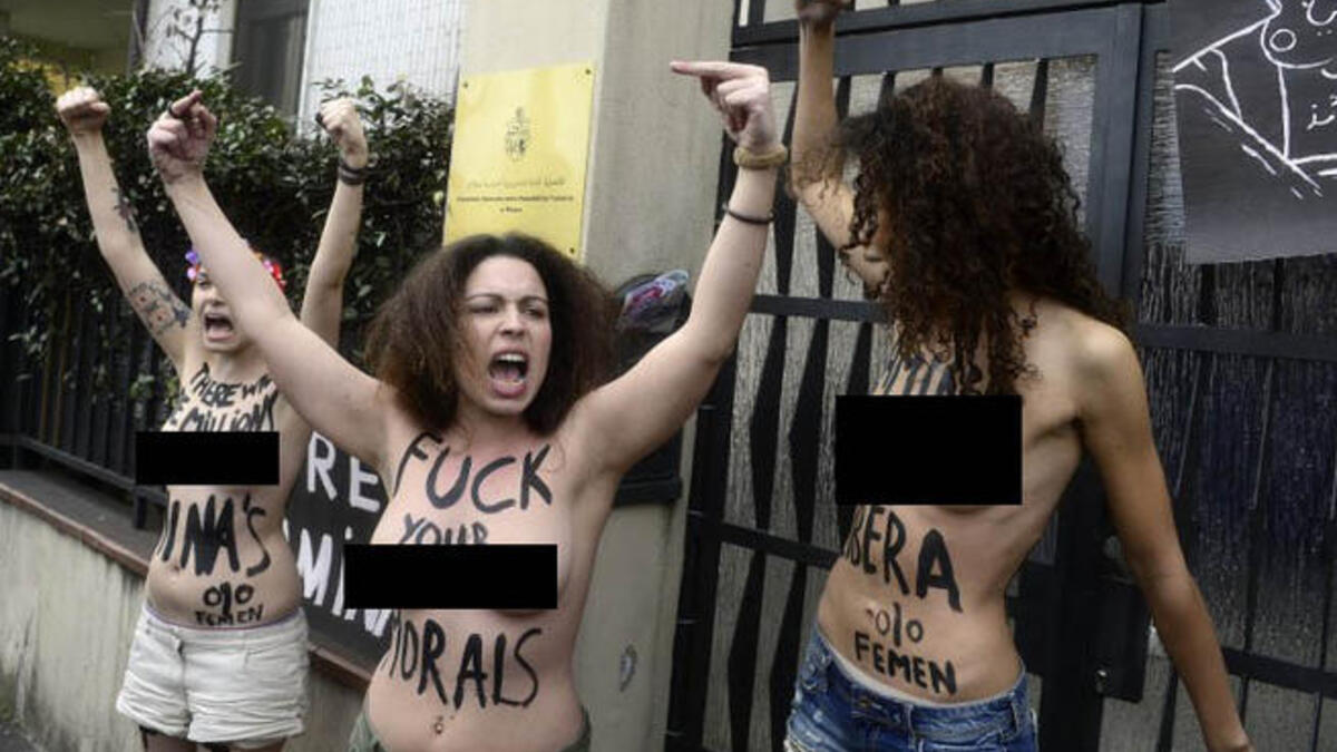 Topless Jihad Milan Italy