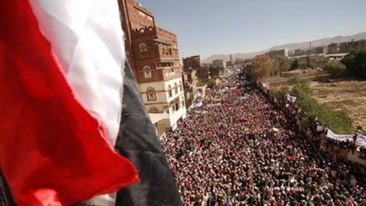 Yemenis gather to call for the ouster of Yemen's President Ali Abdullah Saleh.