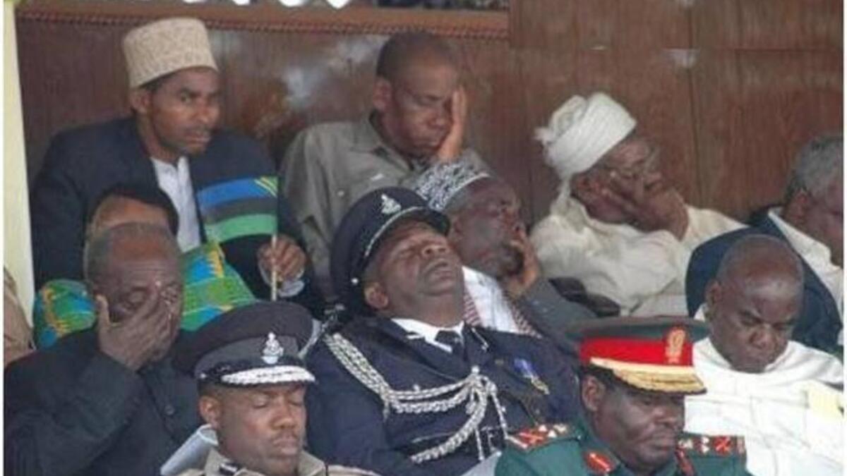 Sudanese officials sneak a few winks