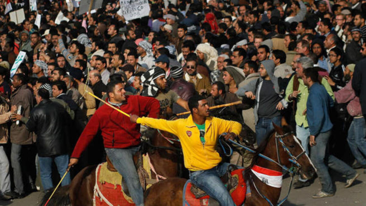 2 Feb: The Tahrir “Battle of the Camel.” Who can forget this 'act' of the Tahrir show? Another memorable revolution touchstone. Violence escalated as Mubarak supporters flooded the square on camel and horse back, clashing with anti-government protesters. Mubarak was suspected of rigging this animal spectacle to divert and call off the protests.