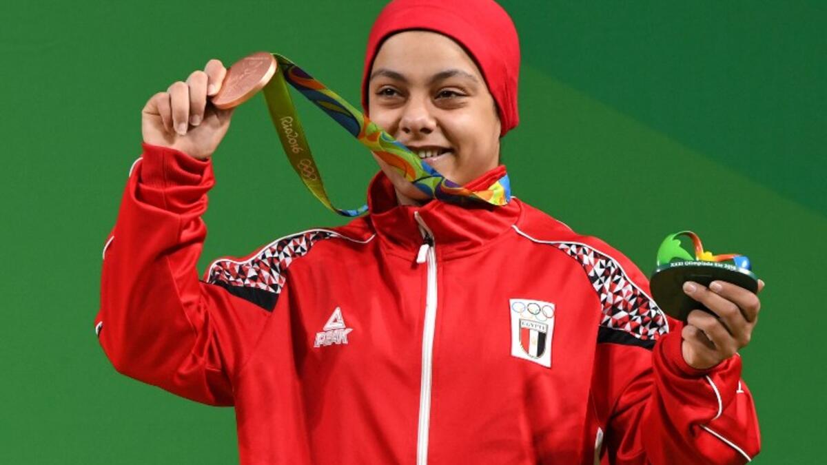 الرباعة المصرية سارة سمير: برونزية وزن 68 كيلوغرام.