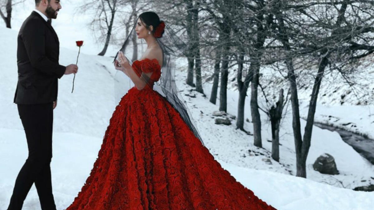 Valentine’s Day flowers are overrated! Instagram worthy red gown in the middle of snow. I know all the ladies