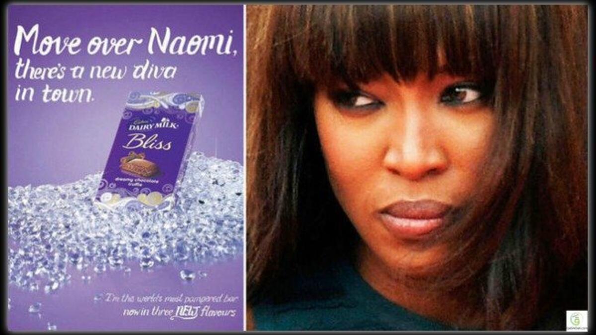 اعتذرت شركة الشوكولاتة الشهيرة "كادبوري" عن إعلان تحت شعار "يمكنك الرحيل الآن ناعومي، فقد ظهرت نجمة جديدة في المدينة"، والذي قصد عارضة الأزياء السمراء الشهيرة ناعومي كامبل، بعد أن أعربت العارضة الشهيرة عن استيائها.