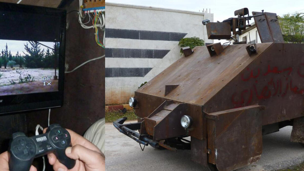 In 2012, al-Ansar al-Sharia rebels near Aleppo introduced a “100 percent made in Syria” armored vehicle. Encased in 2.5 cm steel plating, replete with a 7.62 mm machine gun operated with a PlayStation controller, “Sham II” reportedly took one month and $10,000 to build. No word yet on its fate since its deployment in Aleppo three years ago.