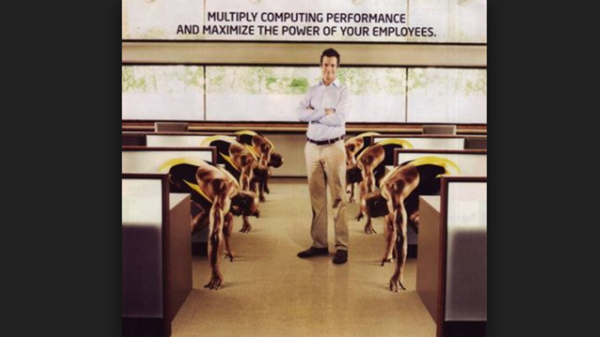 أثارت شركة "إنتل" للإلكترونيات غضب الجمهور بإعلان تم وصفه بالعنصري، بعد  إصدارها صورة ترويجية  يظهر فيها رجل أبيض مرتديًا زيًّا مكتبيًّا، وعلى جانبيه 6  رجال ذوي بشرة سمراء راكعين استعدادًا للجري، مع عبارة "ضاعف قدرة موظفيك".