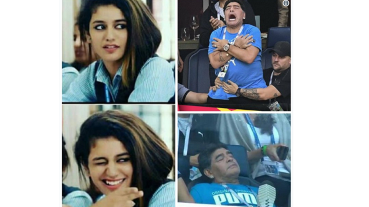 لم يدرك النجم الأرجنتيني "مارادونا" أن حركاته العفوية والمضحكة في المدرجات ستجعلان منه مادة زخمة لرواد مواقع التواصل الاجتماعي.‎