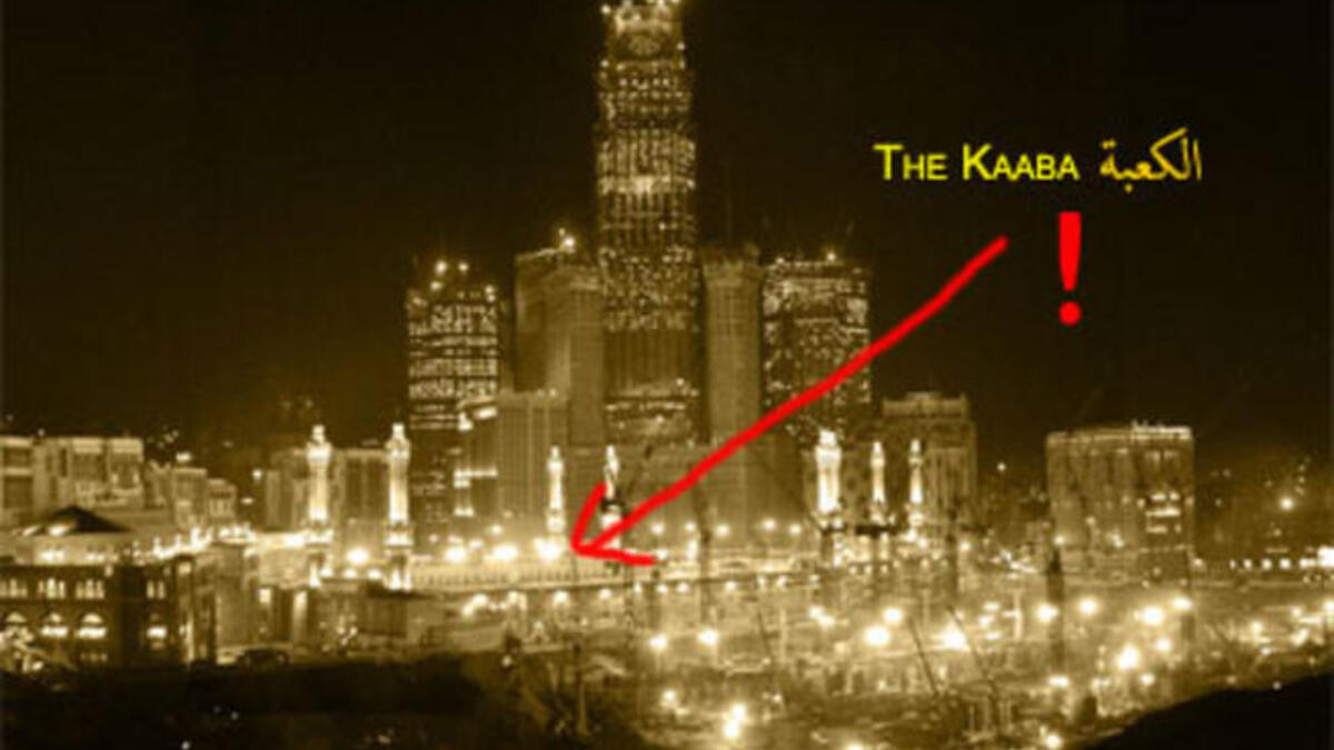 The skyline of Mecca is fast obscuring the point of faithful focus for worshipers praying world-wide, the Ka'aba. 
Malls, skyscrapers luxury hotels: This is an absolute contradiction to the nature of Mecca and the sacredness of the house 
of God," says one observer "Both [Mecca and Medina] are historically almost finished."