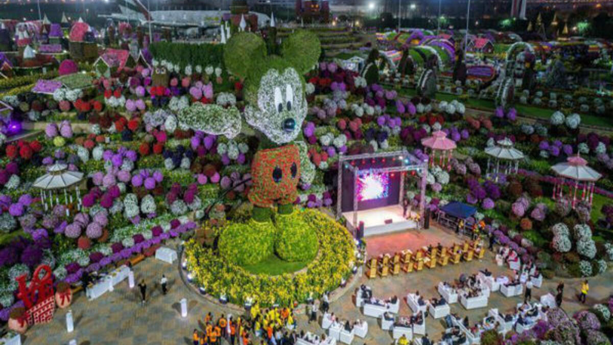 دخلت "دبي ميراكل جاردن" "غينيس" بصنع أكبر مجسم مصنوع من الزهور والنباتات لاحدى أشهر شخصيات الرسوم المتحركة "ميكي ماوس".