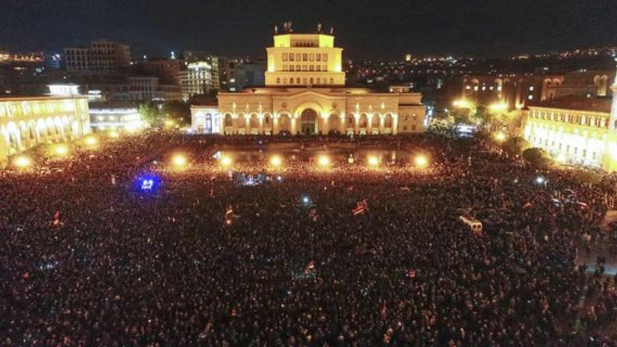 Thousands of people took to the streets in Yerevan on April 17, 2018 (AFP/File Photo)