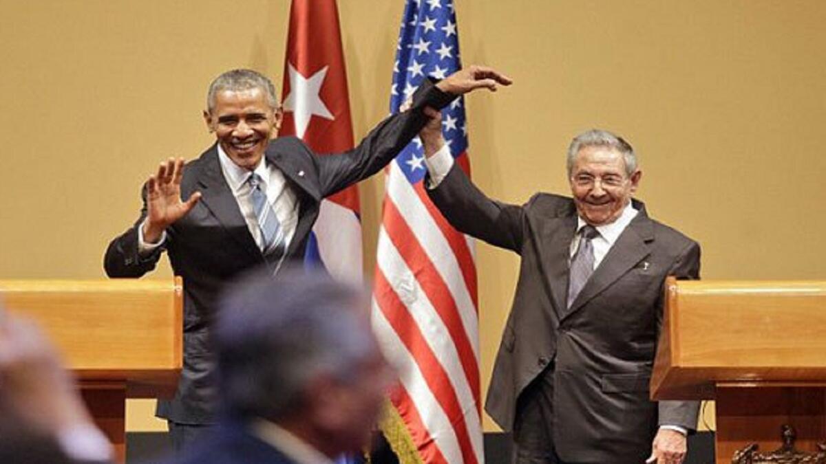 "اتفاقية تطبيع العلاقات مع كوبا" قال ترامب إنه "سيعيد التفاوض فيها للتوصل إلى واحدة أفضل". وفي ديسمبر/ كانون أول 2014، أعلن الرئيس أوباما، عودة العلاقات بين واشنطن وهافانا، بعد قطيعة زادت على نصف قرن بدأت إثر الثورة الكوبية عام 1959.