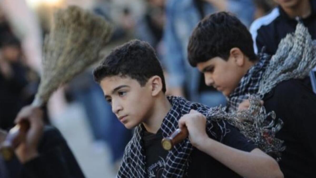 As the story goes, the women and children left living were made prisoners and transported to Yazid's court in Damascus: Perhaps
giving added incentive for women and children ever since to play a role in Ashura (though predominantly a male affair).