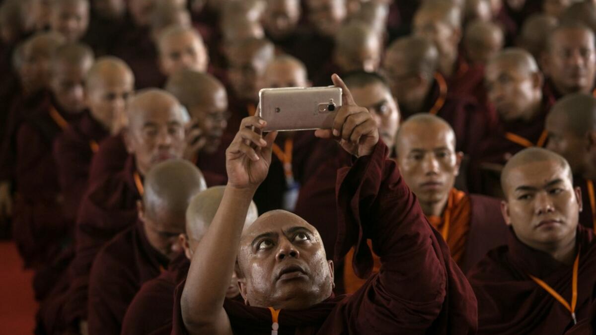 Buddhist monks attend the annual meeting of the ultra-nationalist group Buddha Dhamma Parahita Foundation, previously known as Ma Ba Tha, in Yangon on June 17, 2019.  Sai Aung MAIN / AFP