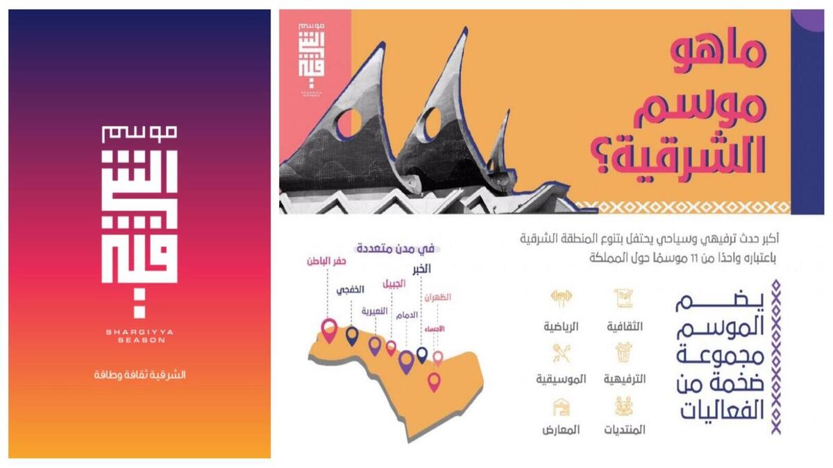 موسم المنطقة الشرقية: هو أحد مواسم السعودية التي أطلقتها الهيئة العامة للسياحة والتراث الوطني، ويهدف لإبراز البعد الثقافي للطاقة في المنطقة، وتسليط الضوء على الأماكن التاريخية والتراثية. (14 – 30 مارس)