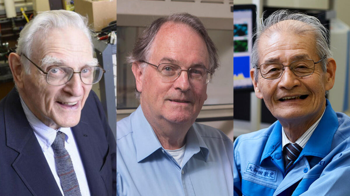 جائزة نوبل للكيمياء: منحت للأميركي "جون بي جودإناف" والبريطاني "ستانلي ويتينجهام" والياباني "أكيرا يوشينو" لتطويرهم بطاريات الليثيوم أيون القابلة للشحن.