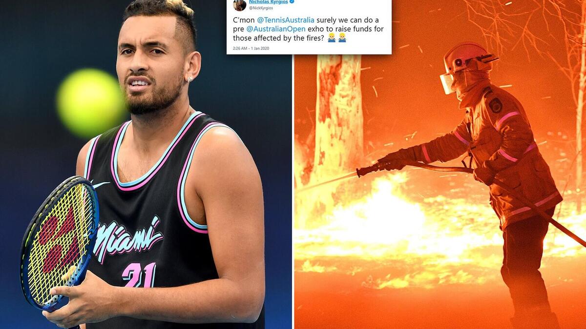 تعهد نجم التنس "نيك كيرجوس" بالتبرع بمبلغ 2.700 ألف دولار للمتضررين من حرائق الغابات الأسترالية.