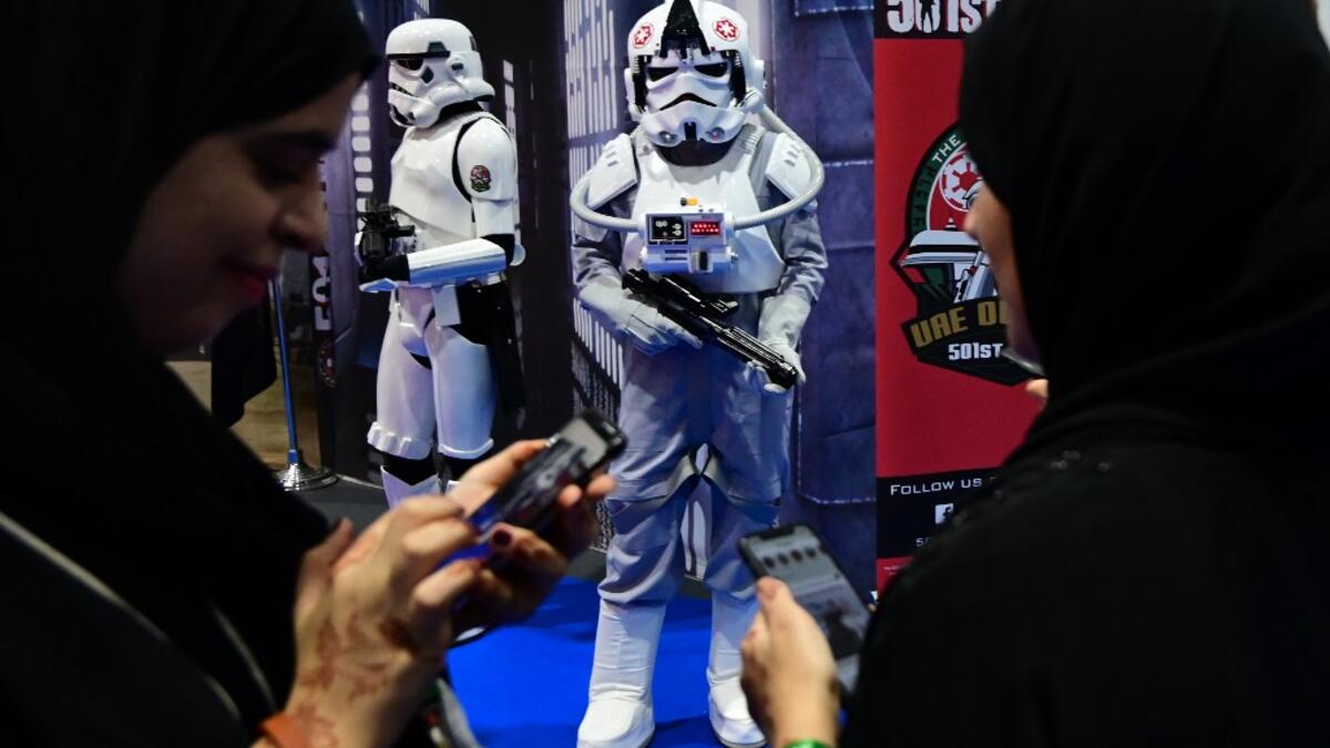 Cosplayers attend the Middle East Film & Comic Con on April 13 , 2019, in Dubai.  GIUSEPPE CACACE / AFP
