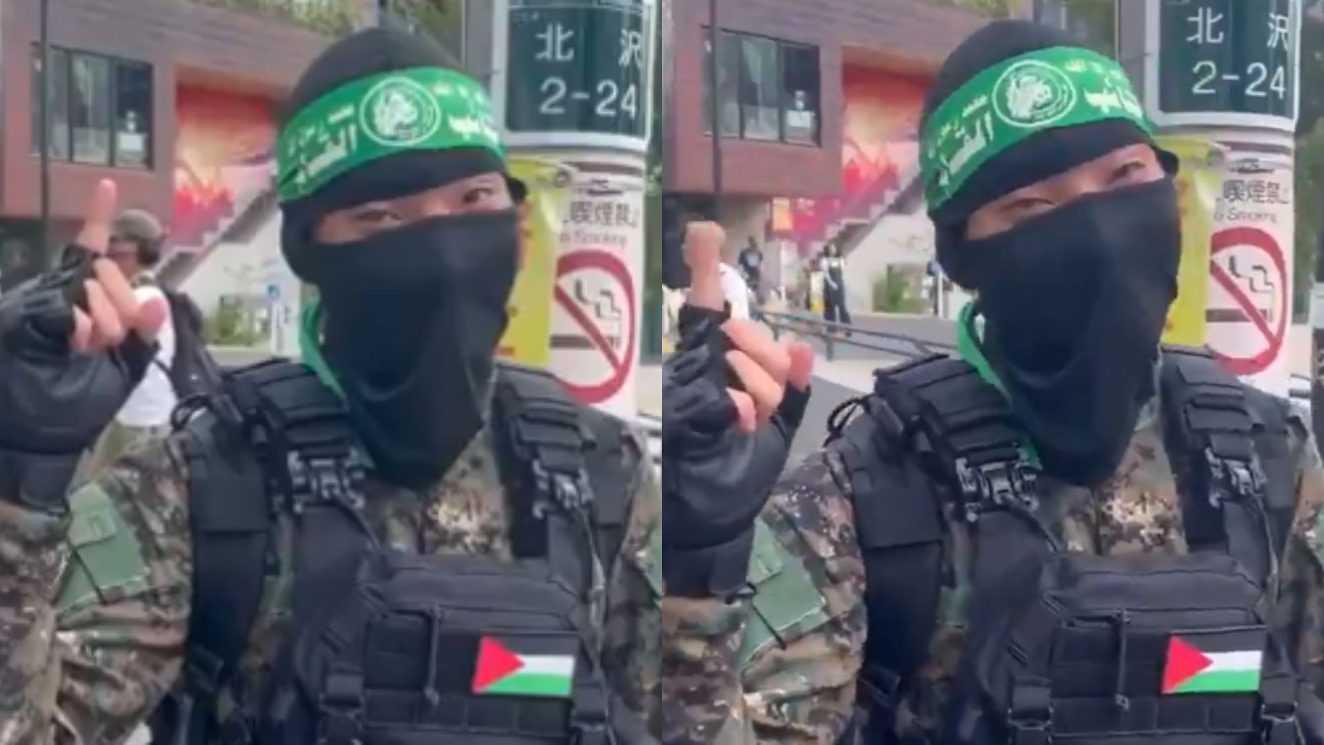 Video: Japanese man cosplaying as Hamas fighter goes viral
