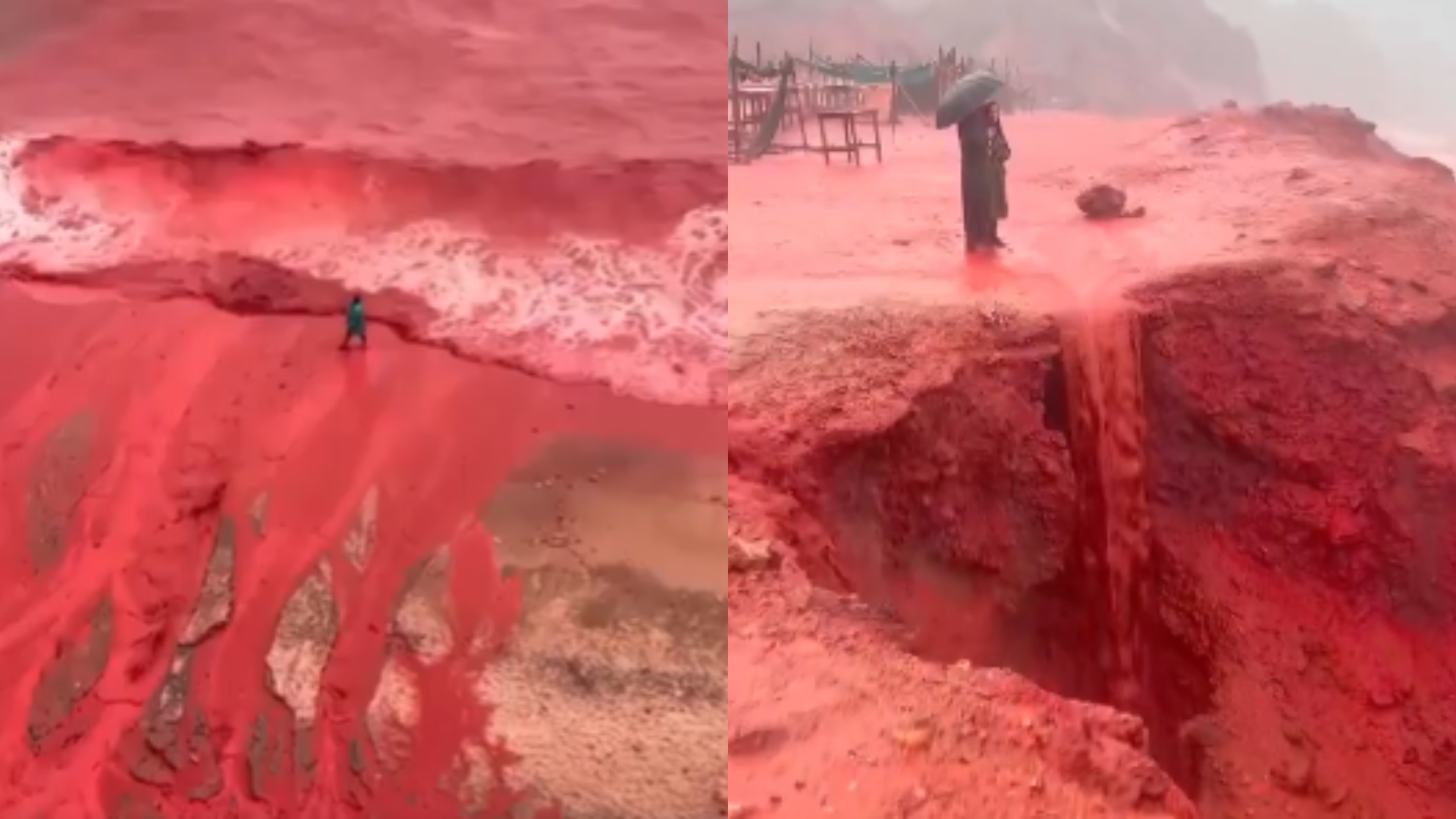 Why did the beach turn 'blood red' in Iran's Hormuz Island?