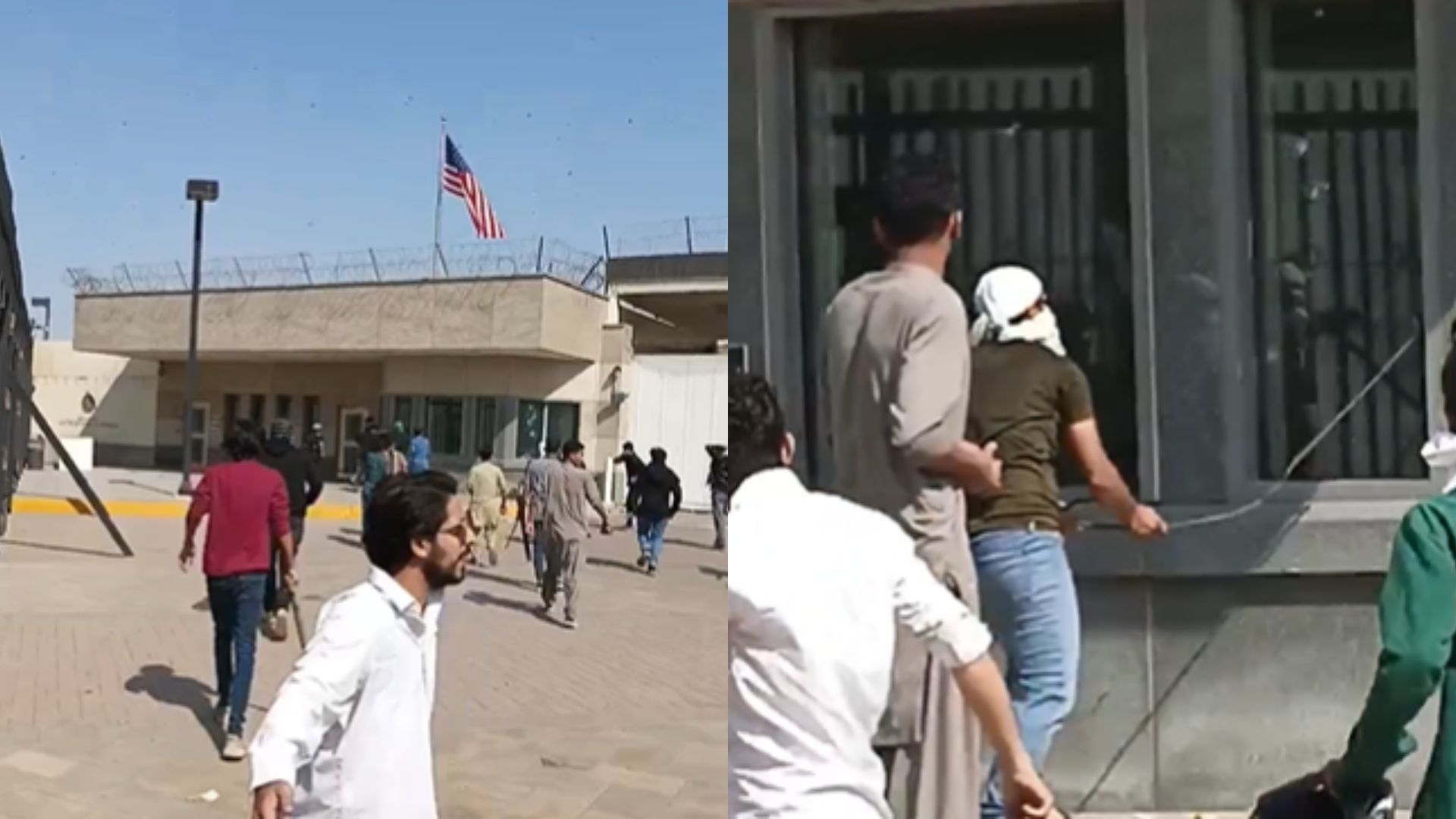 فيديو: المتظاهرون ي storm القنصلية الأمريكية في باكستان بعد وفاة خامنئي