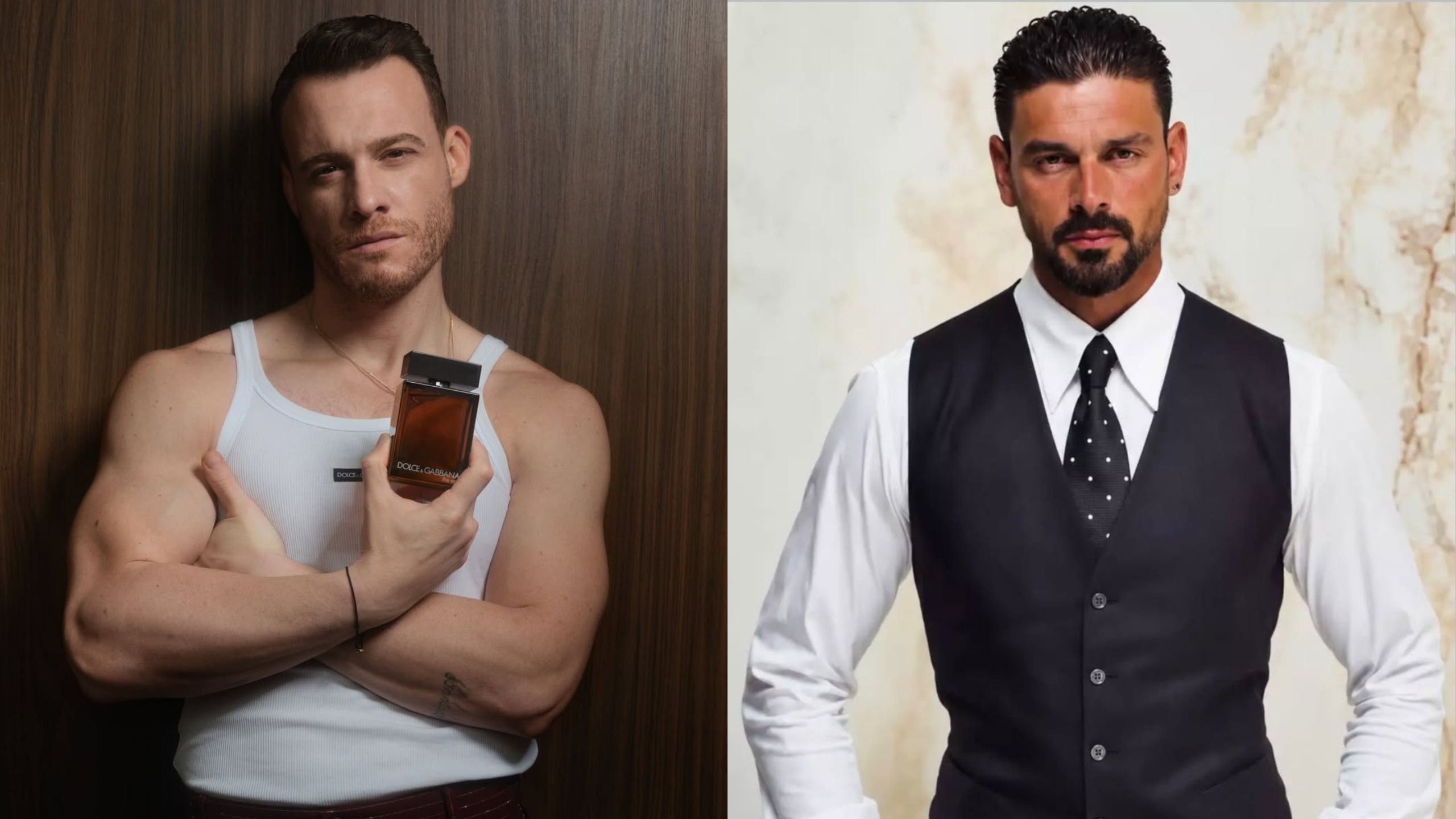 Kerem Bürsin and Michele Morrone meet at Milan fashion week
