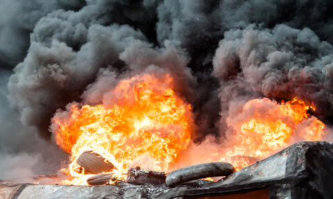Millions of Tires on Fire in Kuwait 
