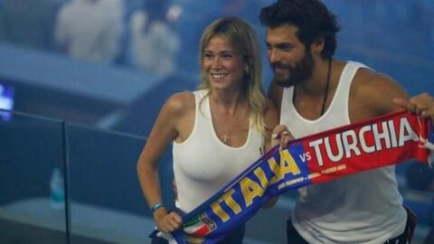 Couple Goals! Can Yaman and Diletta Leotta Watch Turkey Vs. Italy Match Live in the Stadium.. Video