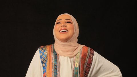 نداء شرارة بفستان توقيع المصمم ليث معلوف في زفاف الأمير الحسين