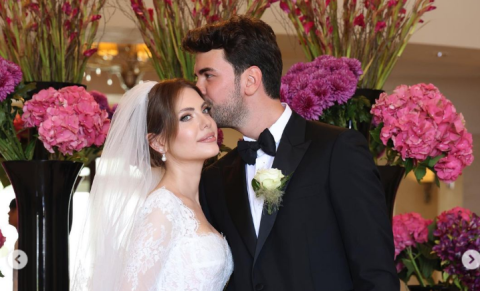 تفاصيل فستان زفاف إيدا ايجه نجمة مسلسل التفاح الحرام من تصميم زهير مراد 
