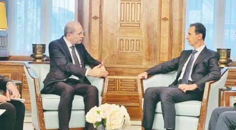 وزير خارجية الأردن يلتقي الرئيس السوري في دمشق