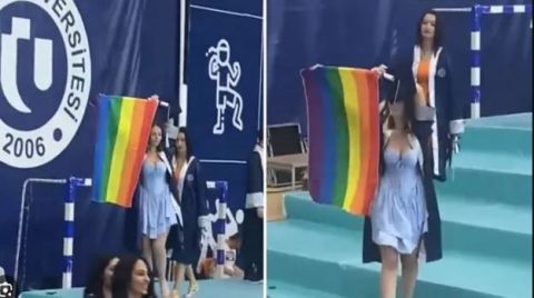 Turkish girl questioned for raising LGBTQ+ flag during graduation