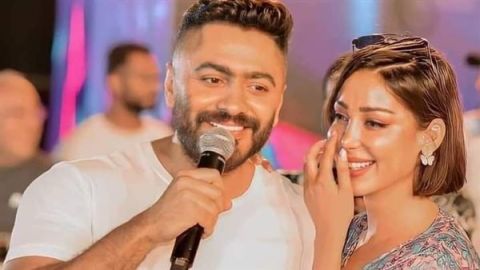 تامر حسني و بسمة بوسيل في وصلة غزل الكترونية رغم الطلاق
