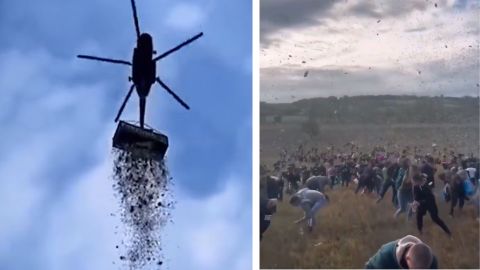 It's raining money! businessman throws $1m from helicopter
