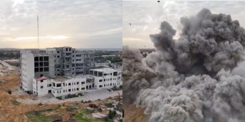 Video: The moment of Israeli army's bombing of university building in Gaza