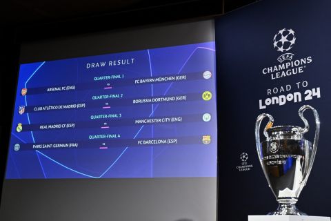 قرعة ربع نهائي دوري الأبطال: مان سيتي يواجه ريال وبرشلونة يتحدى باريس