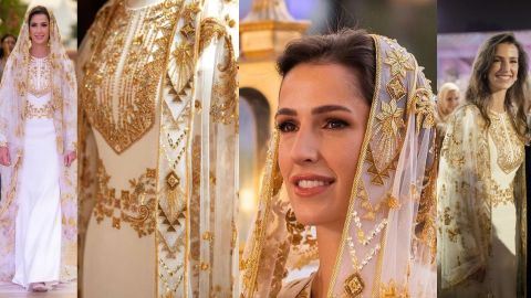 في الذكرى الأولى لزواجهما.. أجمل التفاصيل التي زينت فستان حنة الأميرة رجوة الحسين