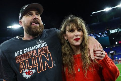 Taylor Swift welcomes Travis Kelce on stage as the crowd goes wild during Eras Tour
